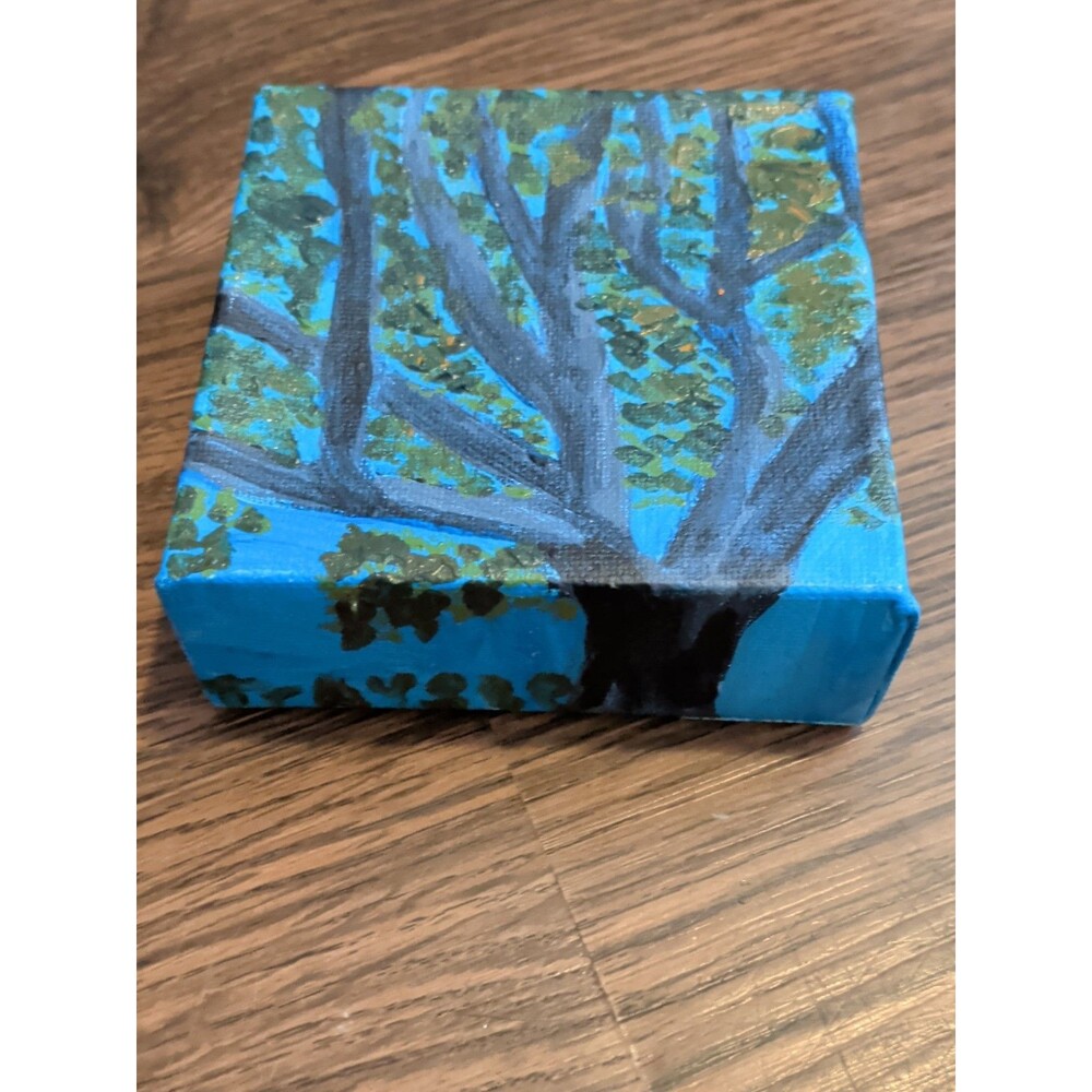 4x4 Inch Acrylic Painting Of A Tree on Canvas, Mini Canvas Art, Daily Painting